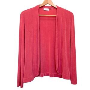 Chico’s Travelers Cardigan Sz S Women's Slinky Open Front Shawl Collar Poppy Red